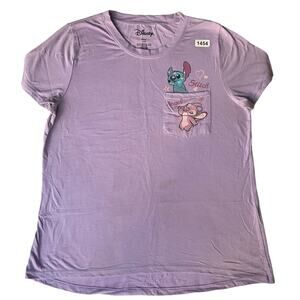 Disney Girl’s Short Sleeve T-shirt size XL, Purple, Stitch & Angel